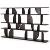 Ethnicraft Teak Geometric Dark brown shelf with curved design on a white background