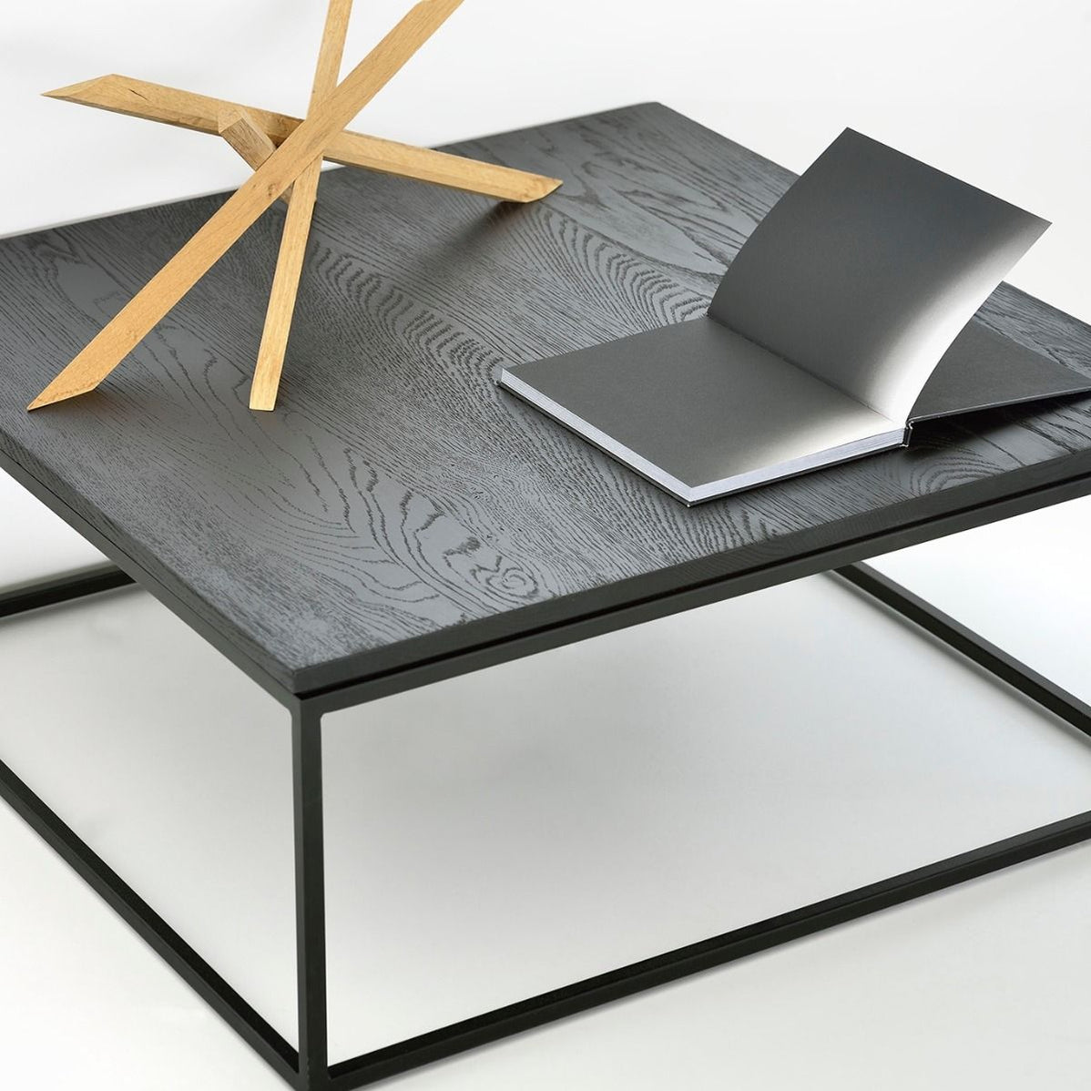 Ethnicraft Oak Thin coffee table black, 70/70/30 Oishi Furniture