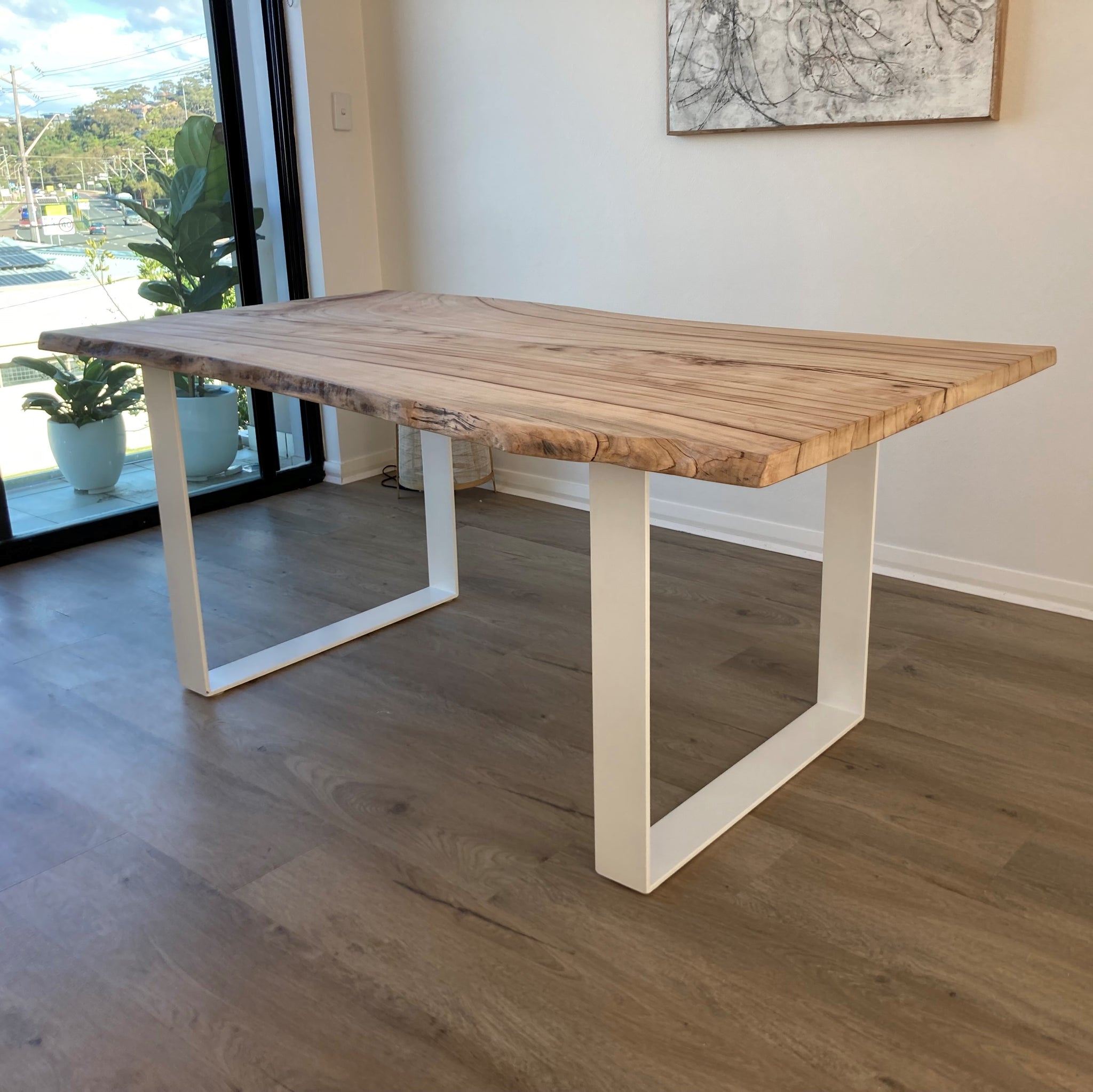 Full Slab Live Edge Camphor / Steel Hoop Leg Dining Table - POR– Oishi ...