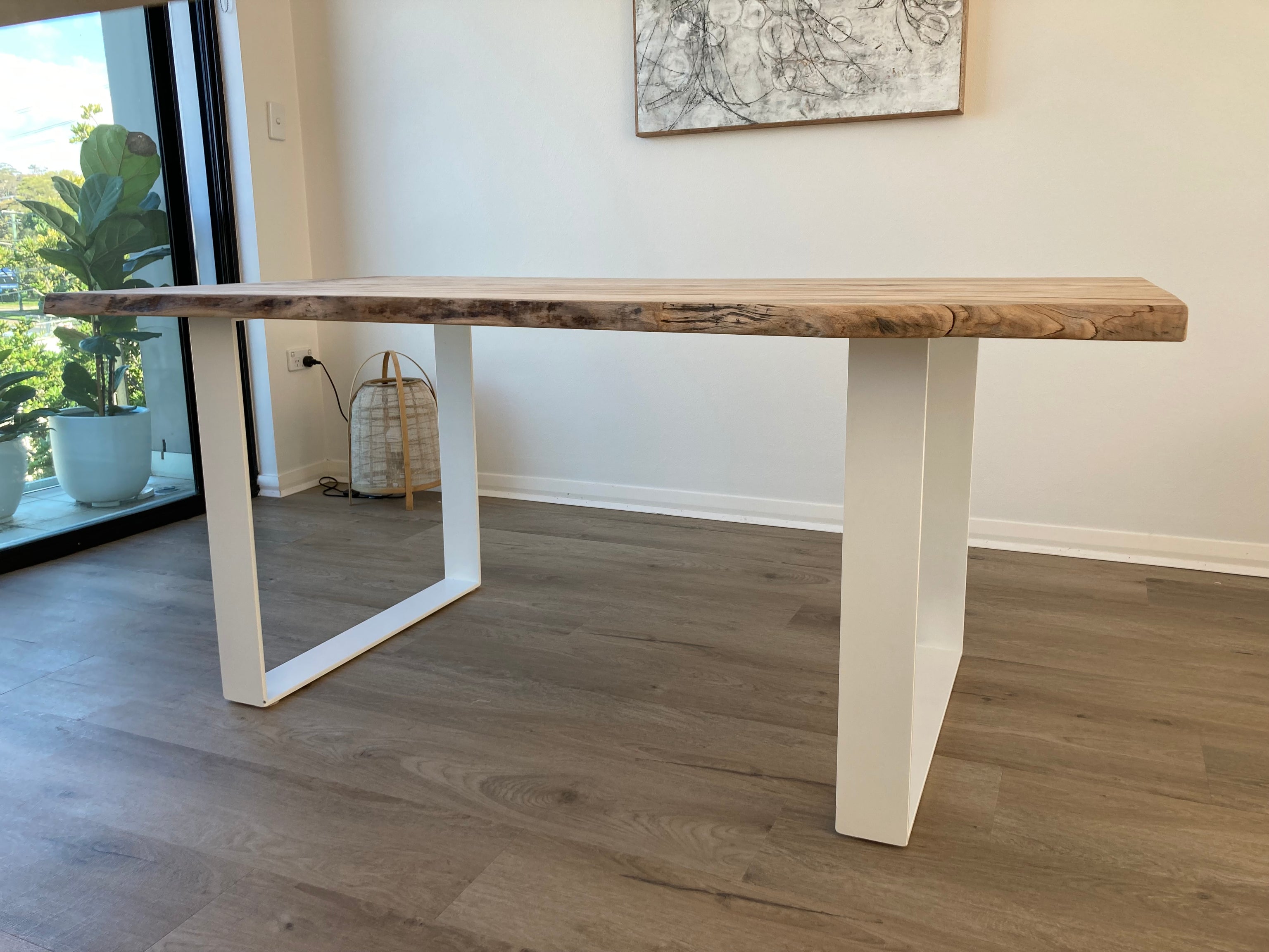 Full Slab Live Edge Camphor / Steel Hoop Leg Dining Table - POR– Oishi ...